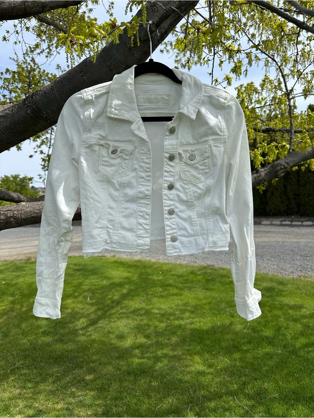 Maurices White Cropped Denim Jacket